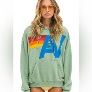 Aviator Nation Sage Green Hoodie Logo Stitch